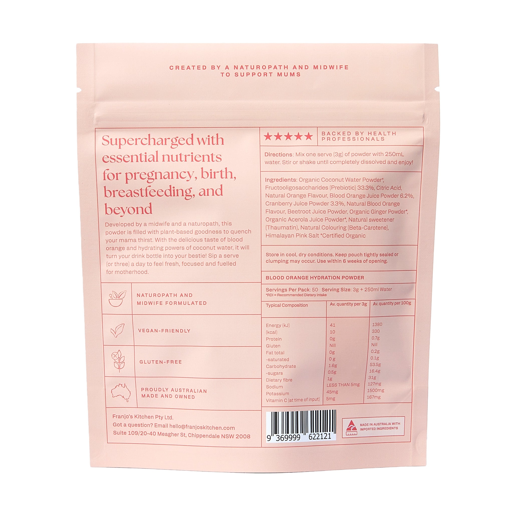 Franjo's Kitchen Motherhood Hydration Powder - Blood Orange
