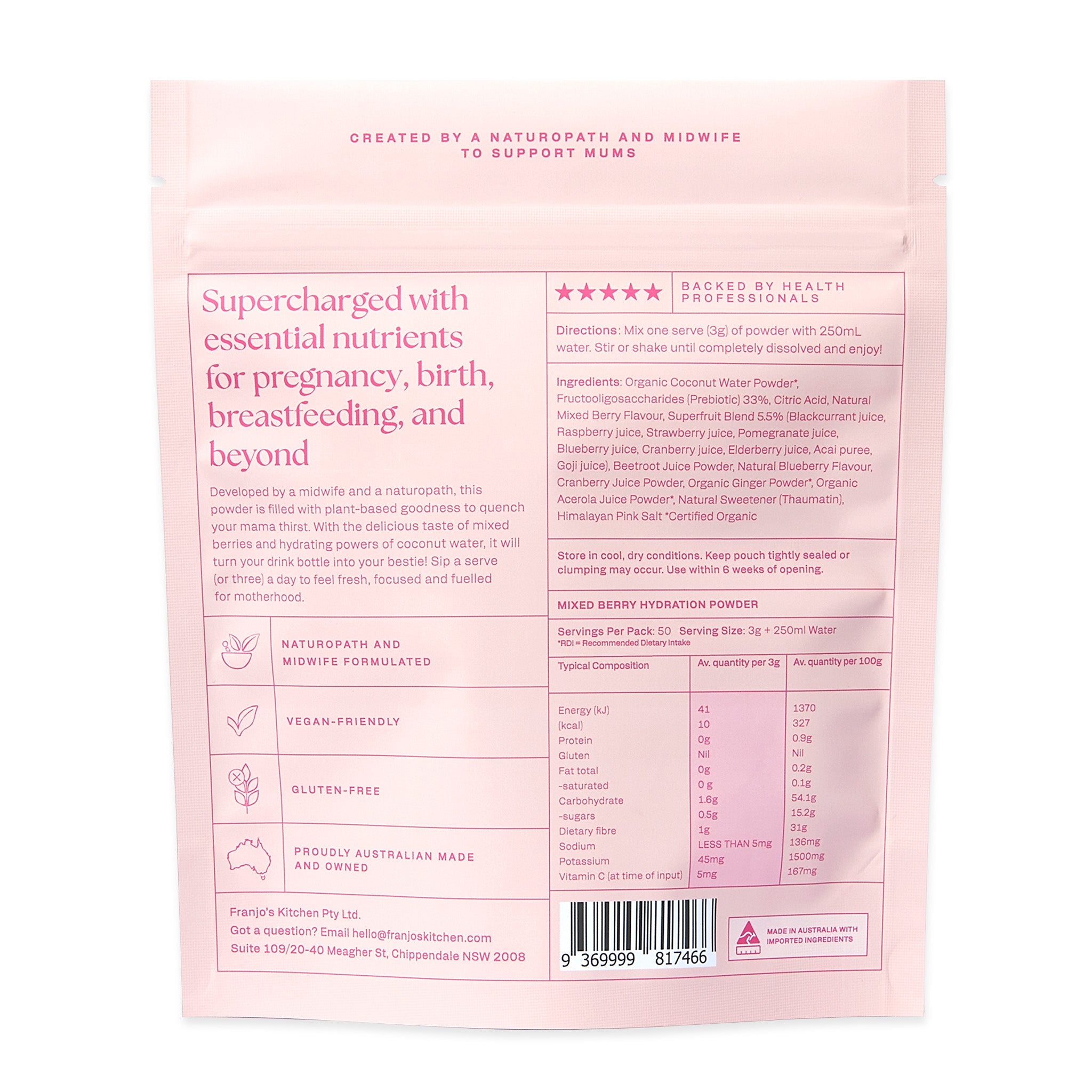 Franjo's Kitchen Motherhood Hydration Powder - Mixed Berry