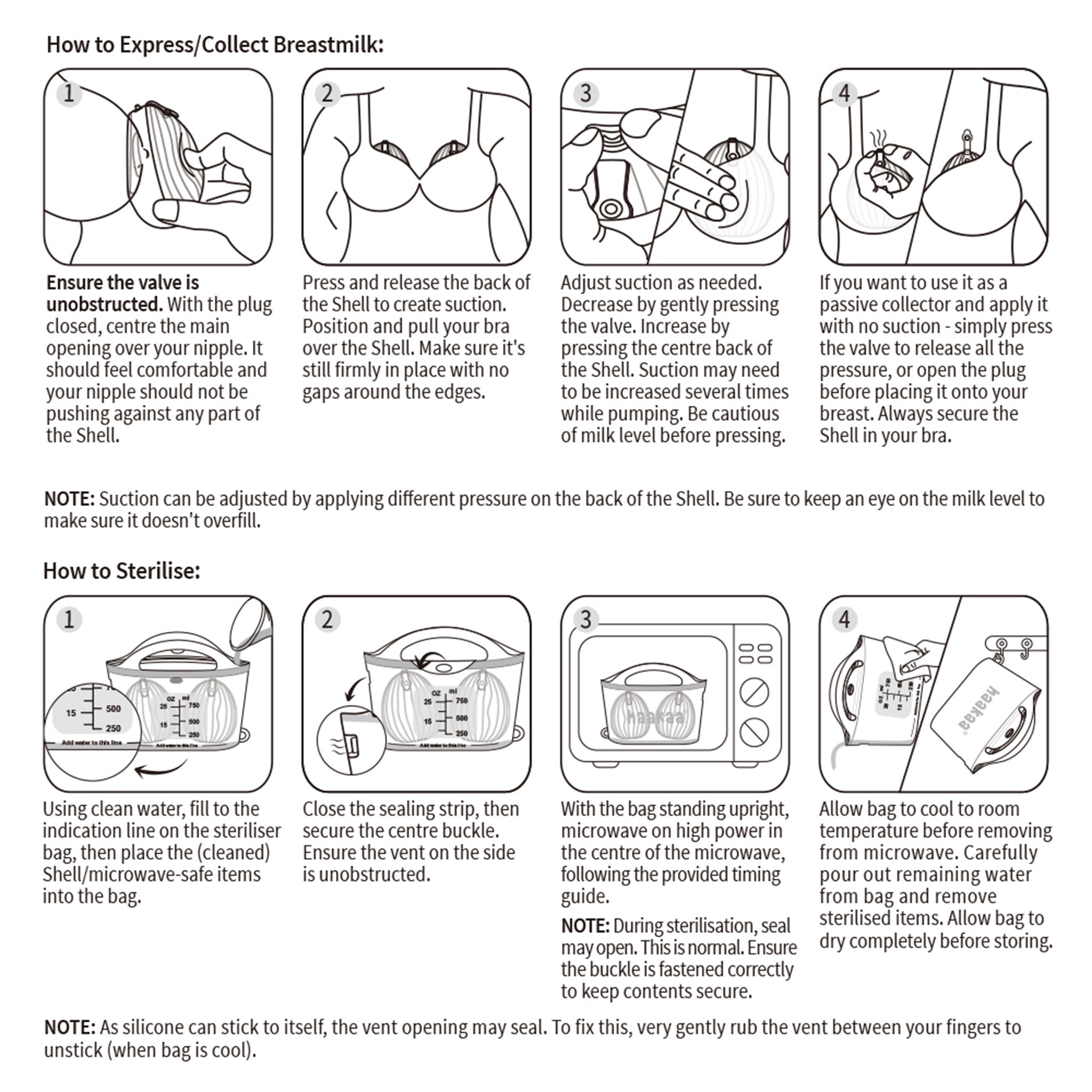 Haakaa Wearable Manual Breast Pump with Steriliser Bag