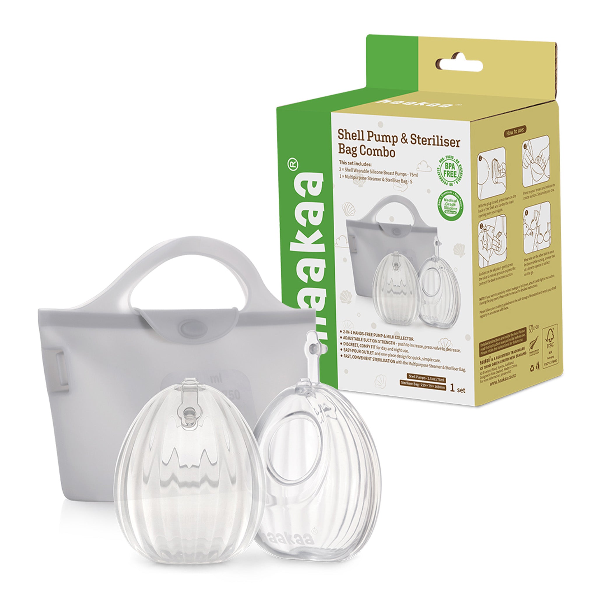 Haakaa Wearable Manual Breast Pump with Steriliser Bag