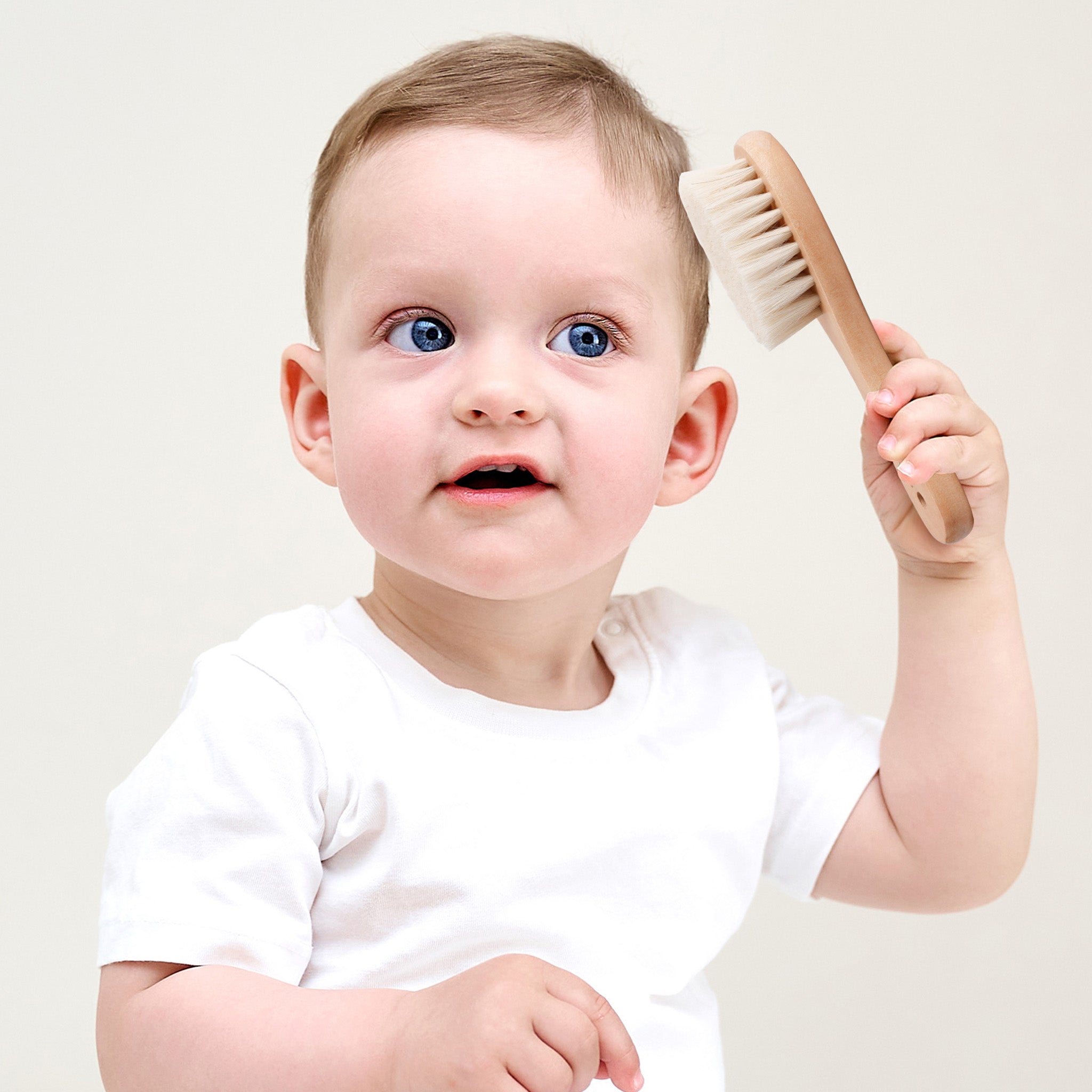 Haakaa Goat Wool Wooden Baby Hair Brush & Comb Set