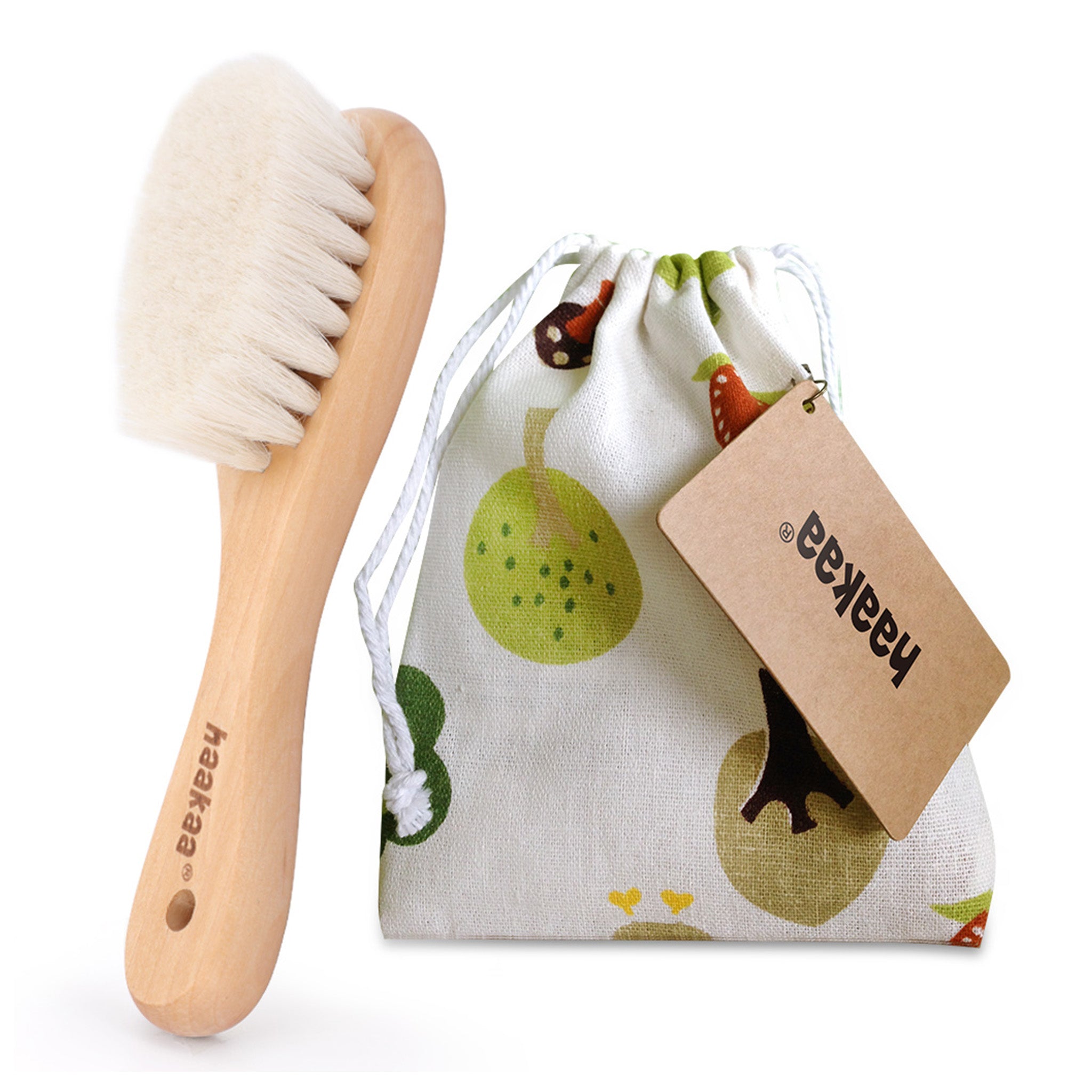 Haakaa Goat Wool Wooden Baby Hair Brush & Comb Set