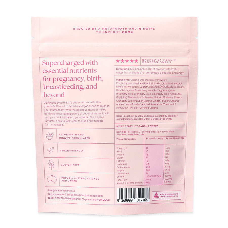 Franjo's Kitchen Motherhood Hydration Powder - Mixed Berry 150g