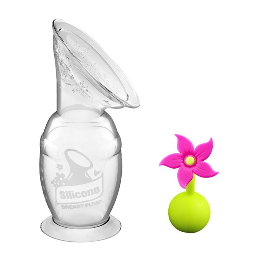 Haakaa 150ml Silicone Breast Pump & Flower Stopper Pack - Pink CLEARANCE