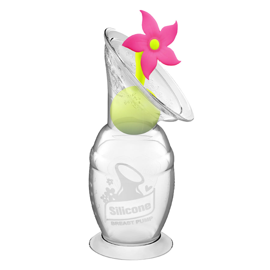 Haakaa 150ml Silicone Breast Pump & Flower Stopper Pack - Pink CLEARANCE