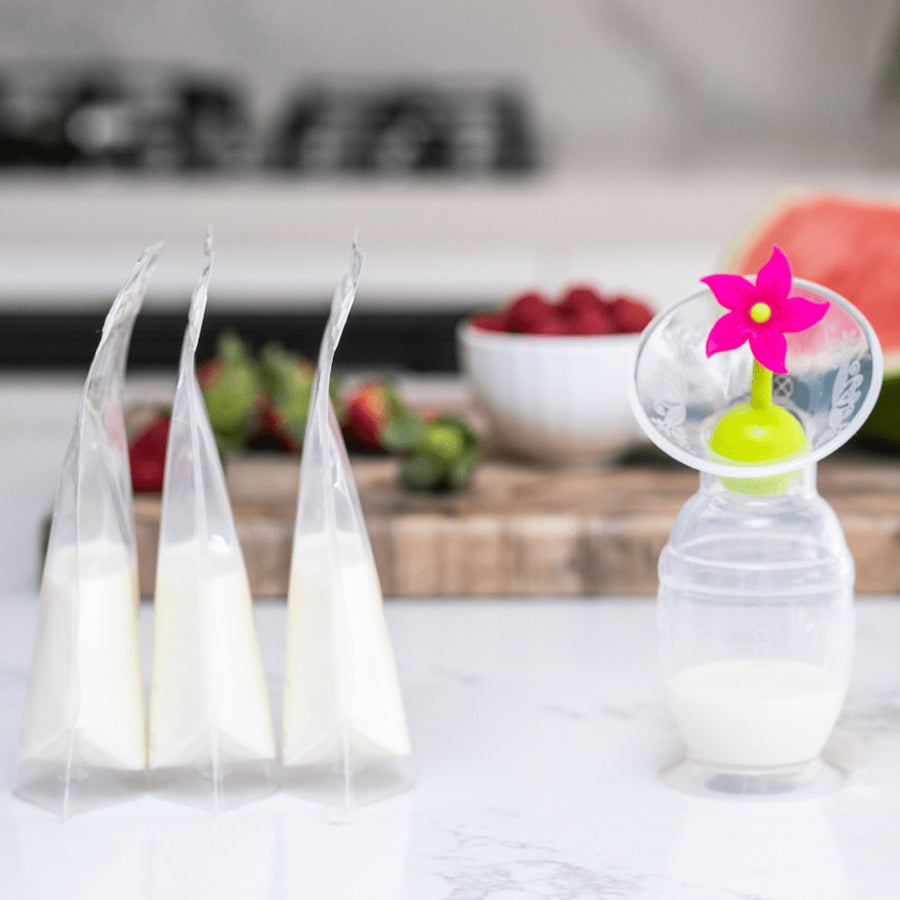 Haakaa 150ml Silicone Breast Pump & Flower Stopper Pack - Pink CLEARANCE