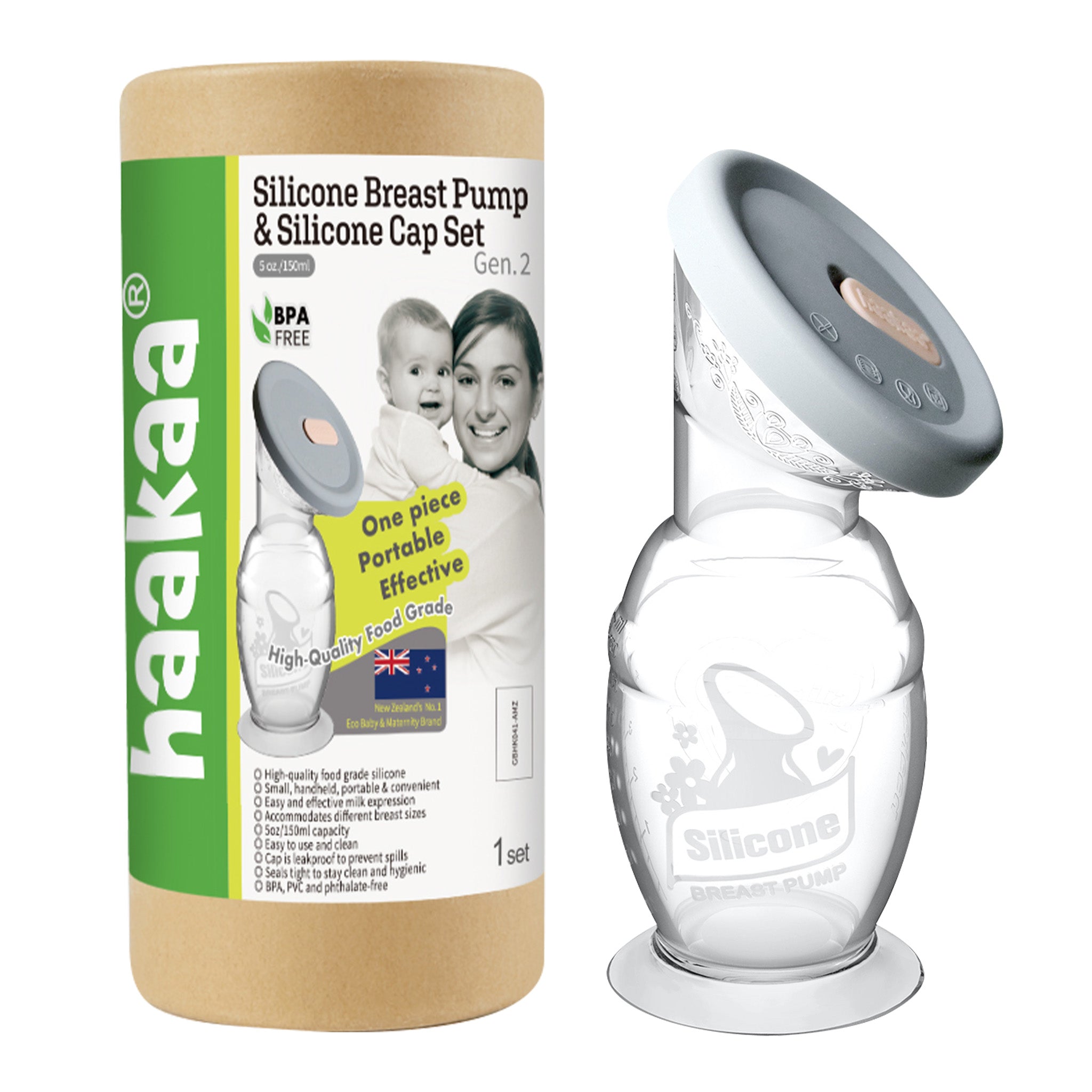 Haakaa Silicone Breast Pump & Cap Combo