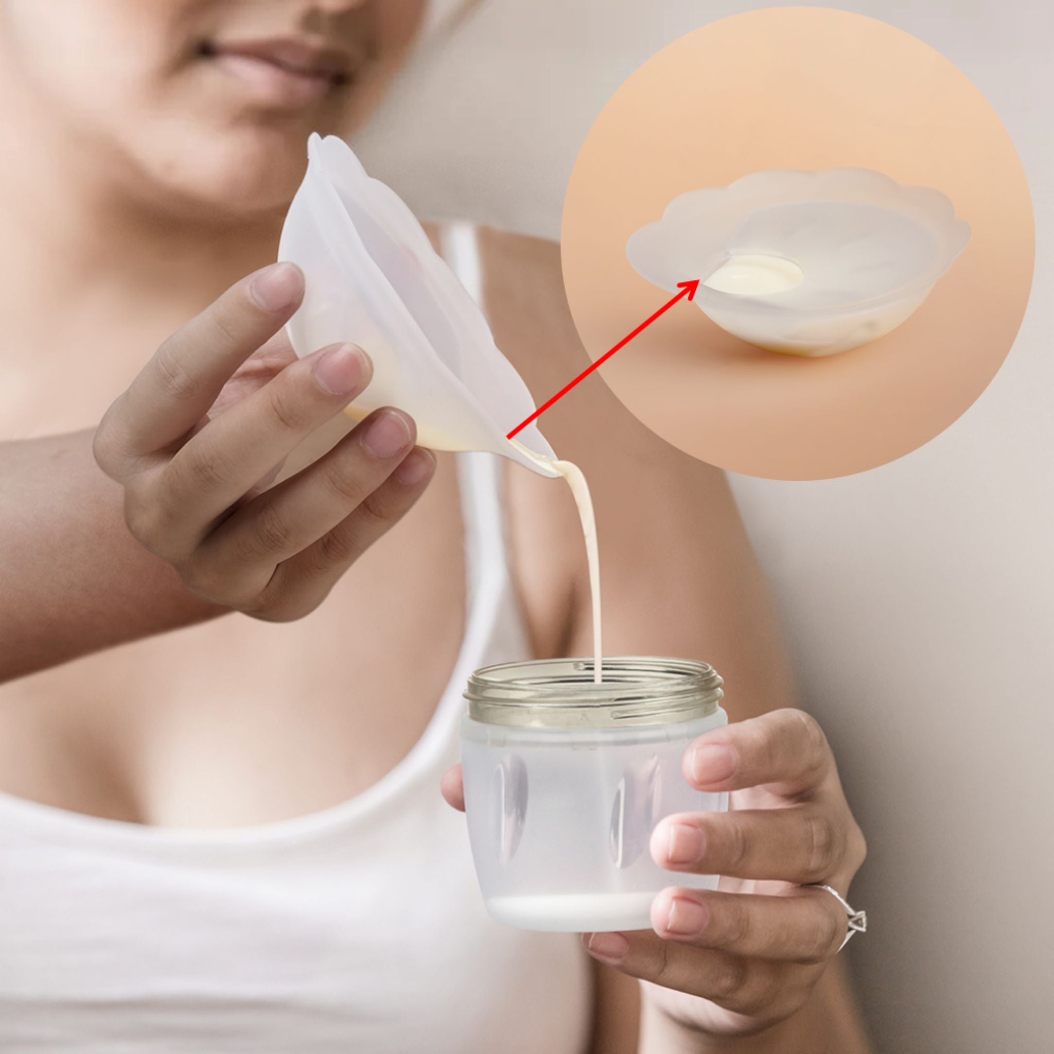 Haakaa Petal Soft Silicone Milk Collector Ounce Measurement Clear Infographic