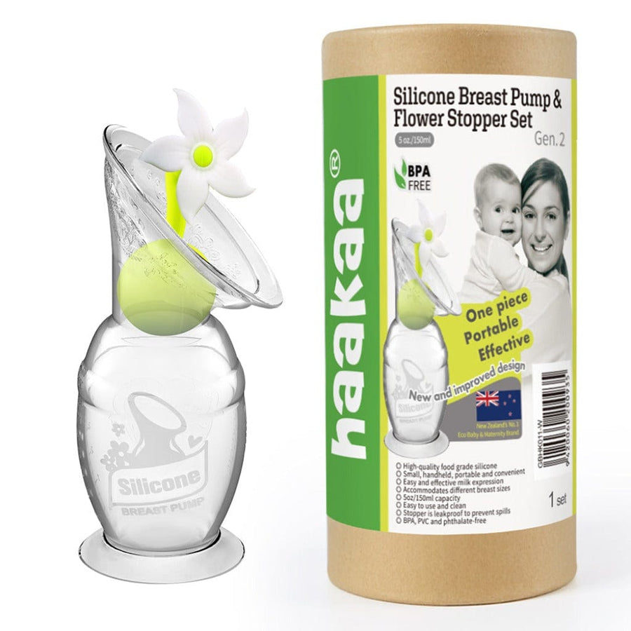 Haakaa Breast Pump Packs Haakaa 150ml Silicone Breast Pump & Flower Stopper Pack - White