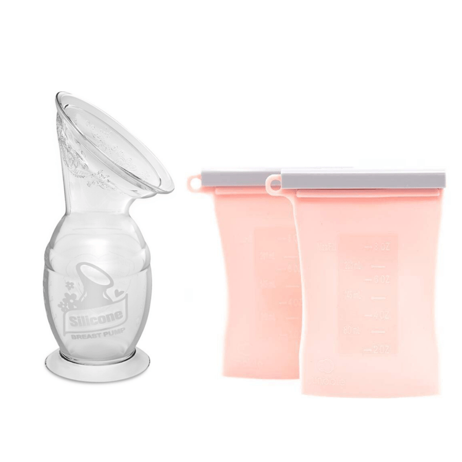 Junobie Milkbar Breastpumps Rose Haakaa Silicone Breast Pump & Junobie Reusable Milk Storage Bags Combo